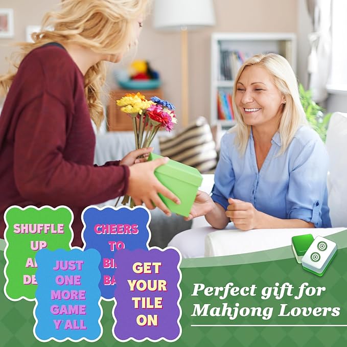 Soulchen 4 Pcs Mahjong Tile Mixer Shufflers for Mixing and Shuffling Tiles Plastic Mahjong Accessories Gifts for Lovers Games Decorative Printed Design (Blue & Green & Purple Style)