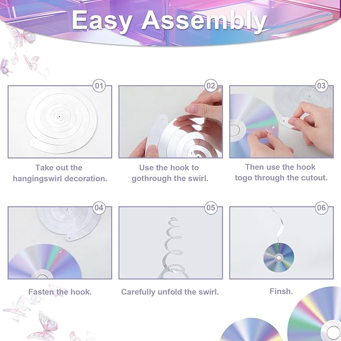 60 pcs 90s Disco Party Decorations Y2K 2000sTheme Party Hanging Swirls CD Cutout Wall Decor Sign with Hanging Swirls Ceiling for 50s 70s 80s Music Party Birthday Party Favors Supplies