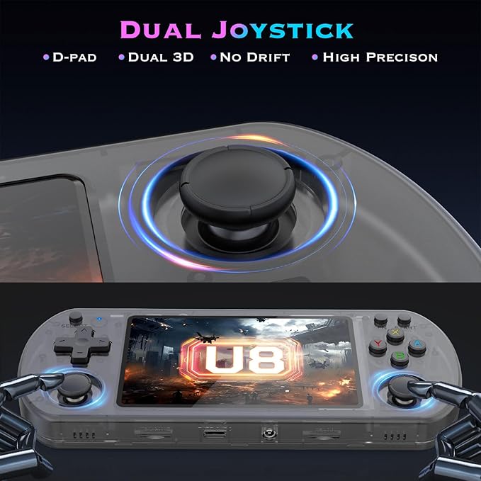 U8 Retro Handheld Game Console with 15,000+ Classic Games，4.0 - Inch IPS Screen，64G Dual TF Card，Powerful 3500 mAh Battery - Portable Gaming Device for Kids & Adults (Black)