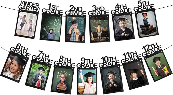 Graduation Photo Banner for Party Decoration, Including Kindergarten to 12th Grade Picture Banner Middle High School College Graduation Party Supplies