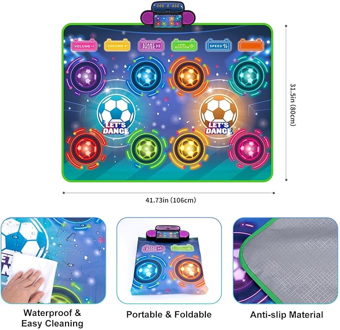 Electronic Dance Mat, Double Player Dance Pad for Kids 3 4 5 6 7 8, Musical Interactive Dancing Step Pad for Kids Adults Boys Girls, Puzzle Games, Body Exercise