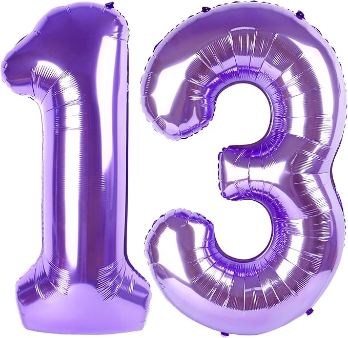 Purple Number 13 Balloon 40 Inch Birthday Decorations, Number 13 Balloon Birthday Party Decorations, Anniversary Decorations Graduations Party Supplies