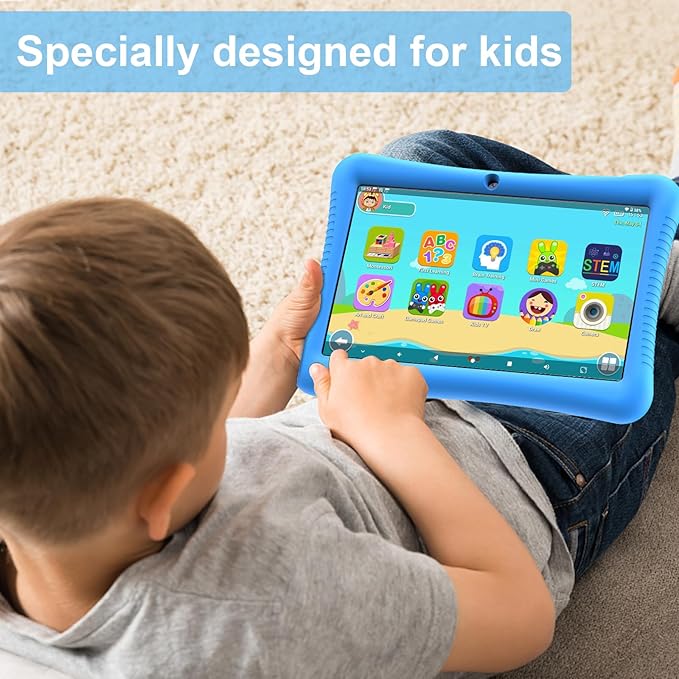 Kids Tablet 10 inch Android 13 with Shockproof Case, Quad-Core 32GB, 512GB Expandable, Parental Control, Pre-Installed Apps, 6000mAh Battery, Gifts for 3-12 Year Olds