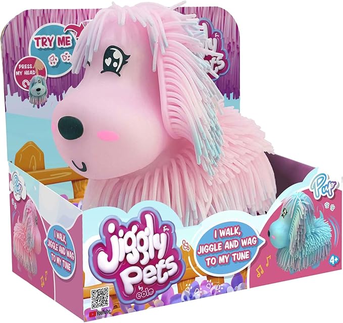 Spectron Jiggly Pets Interactive Dog Pink with Music and Moving Hair