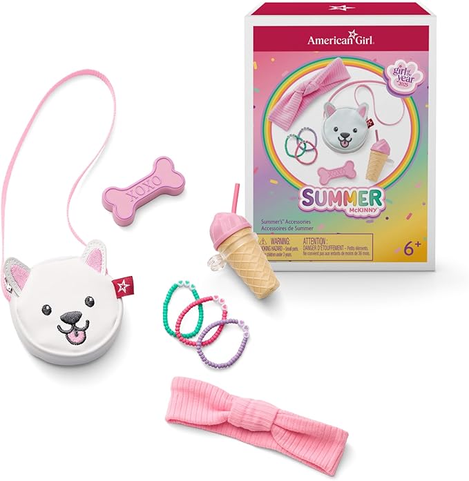 American Girl, Summer McKinny Girl of The Year 2025 18-inch Doll Accessories, with a Headband, Purse, and Tumbler, Ages 6+
