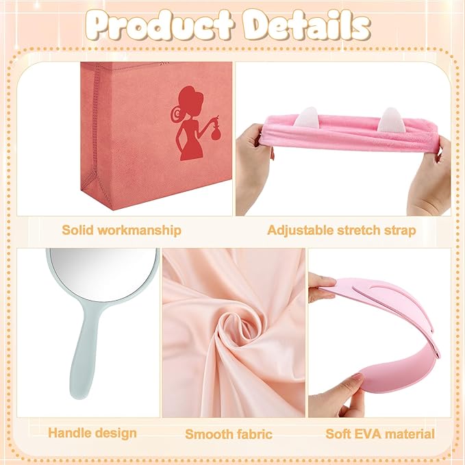 122 Pcs Champagne Pink Girls Spa Party Kit, 10-Pack Slumber Party Favors with Satin Robes, Tote Bags, and Nail Salon Accessories for Kids Spa Birthday, Halloween, Home Party Supplies