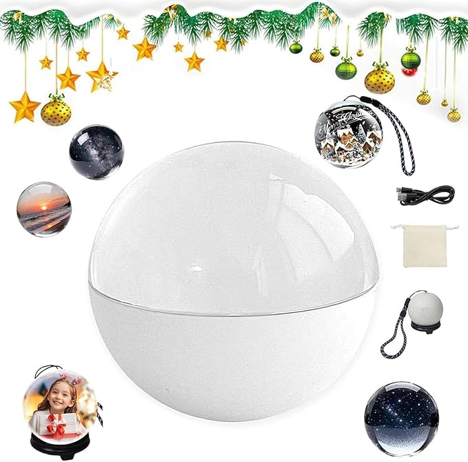 2.76" Crystal Ball Video Player,3D Memory Orb Ball Digital Display Memory Sphere Lamp with Sound,Personalized Electronic Display,Uploadable Videos & Photos,DIY Gift for Anniversary,Birthday