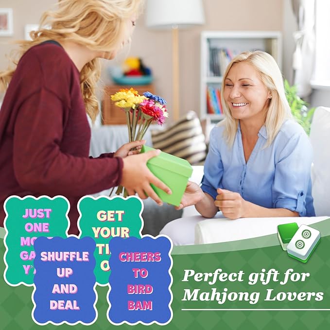Soulchen 2 Pcs Mahjong Tile Mixer Shufflers for Mixing and Shuffling Tiles Plastic Mahjong Accessories Gifts for Lovers Games Decorative Printed Design (Green Style)
