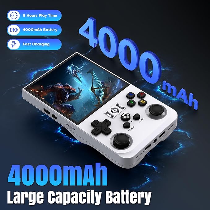 R36MAX Retro Handheld Game Console, 64GB Retro Gaming Console with 4.0 Inch Screen, Portable Video Game Consoles with 4000mAh Battery and Multiple Emulators, Open Linux System (Ivory)
