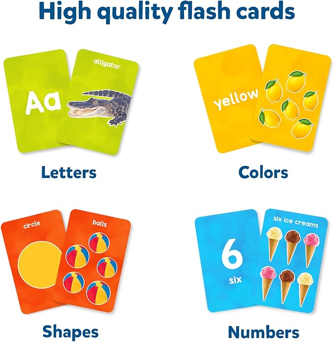 Skillmatics Thick Flash Cards & Jump and Learn Bundle, Flash Cards for Toddlers to Discover Letters, Numbers, Shapes & Colors, Preschool Learning Activities, Gifts for Kids Ages 1, 2, 3, 4, 5