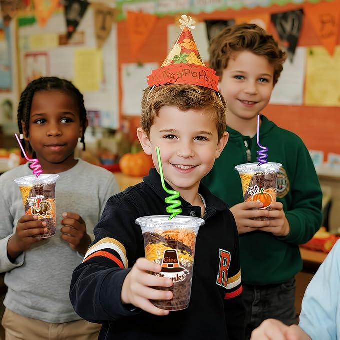 Qinyoung 24 Set Creative Thanksgiving Classroom Gifts for Student Kid Thanksgiving Fall Gift Cups for Candy Treats Snack Toy Fall Harvest Party Favor Autumn Class Favor Teacher School Classroom Prizes