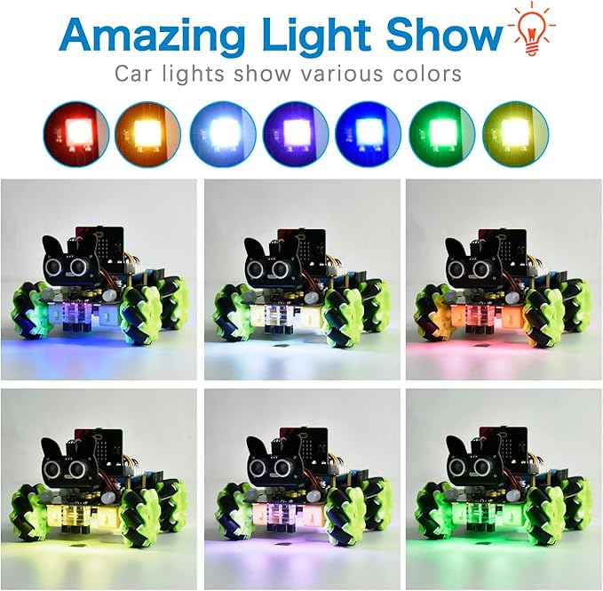 KEYESTUDIO 4WD Smart Car Coding Robot Kit with Microbit V2 for Makecode and Python, DIY Building Robot Kit for STEM Education 15+, IR Remote/APP Control