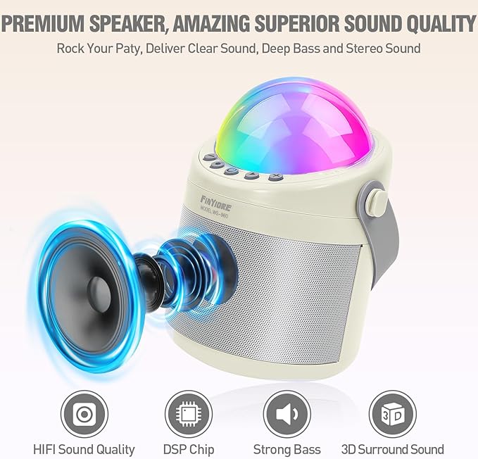 Karaoke Machine for Kids Adults Unique Astronaut Shape Portable Bluetooth Speaker with Wireless Microphone Home Party KTV Birthday for Girls Boys Toddler Teens Ages 2-12 +Year Old Kids