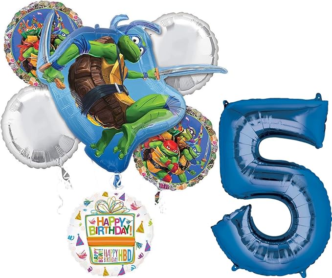TMNT Theme 5th Birthday Party Supplies Ninja Turtle Mayhem Balloon Bouquet Decorations