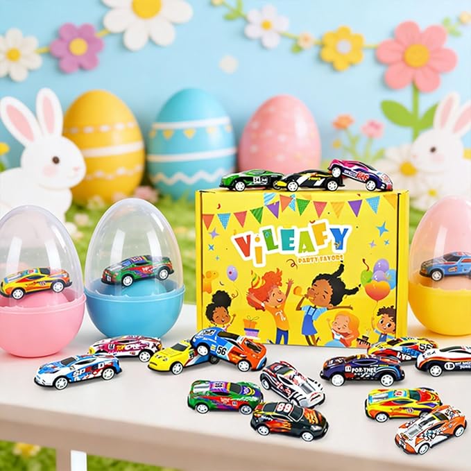 Vileafy 30 Mini Race Cars for Classroom Prizes, Party Favors for Kids 4-8 Years Old, Bulk Small Pull Back Car Toys for Treasure Box, Mini Toys Cars for Boys and Girls Easter Egg Stuffers for Kids