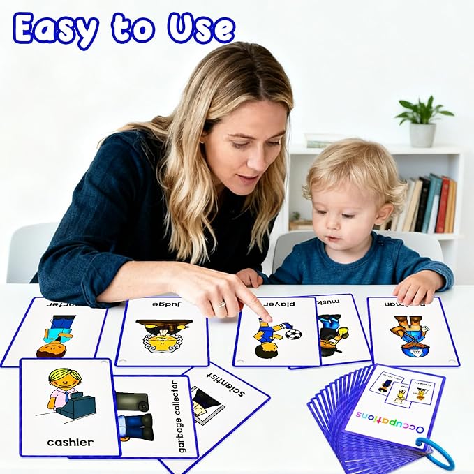 Learning Flashcards Occupations, 28 Different Occupations Educational Cards, Social Learning Card for Kids