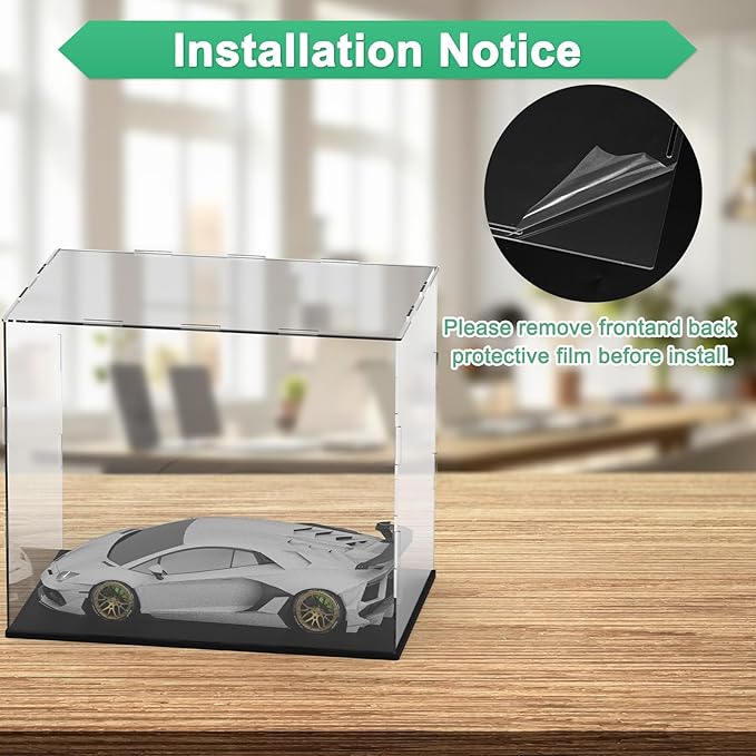 Clear Acrylic Display Case, 12 x 8 x 10 Inch Assemble Clear Acrylic Display Box Dustproof for Action Figures/Model/Statues/Collectibles/Doll/Toys/Home Storage