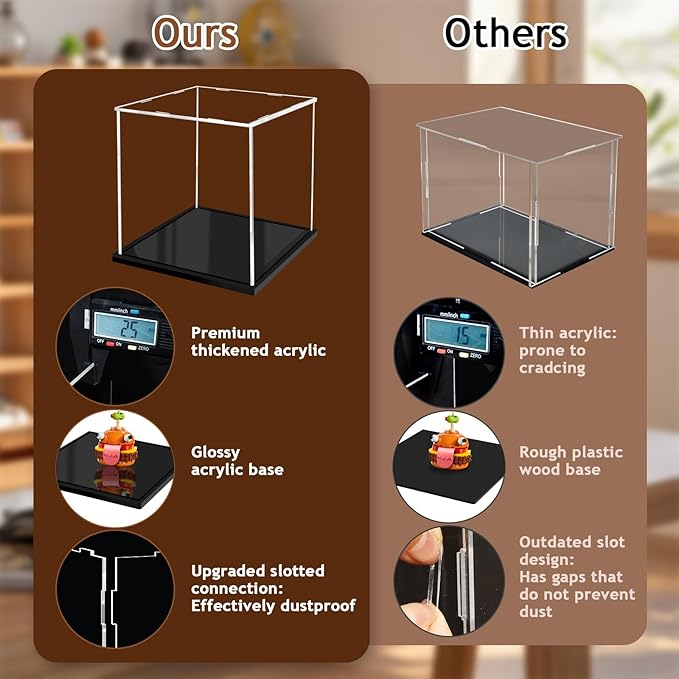 Acrylic Display Boxes for Collectibles Assemble Clear Acrylic Box Dustproof Protection Glass Case for Display Action Lego Figures Doll (10x6x6 inch; 25x15x15 cm)