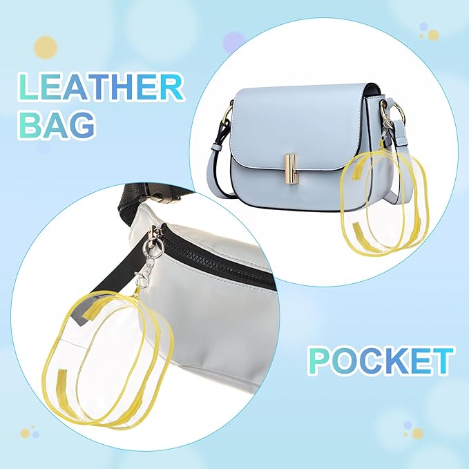 uxcell Figure Display Bag, 3 x 4.3 x 7.3 Inch PVC Oval Portable Dolls Pouch Carrying Case Storage Bag Keychain Charm for Showing Off Boxes Dolls, Milky White
