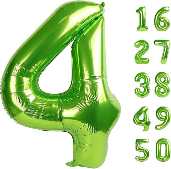40 Inch Large Light Green 4 Balloon Numbers Big Foil Number Balloons Giant Helium Happy 14th 24th Birthday Party Decorations for Man and Women, Huge Mylar Anniversary Party Supplies