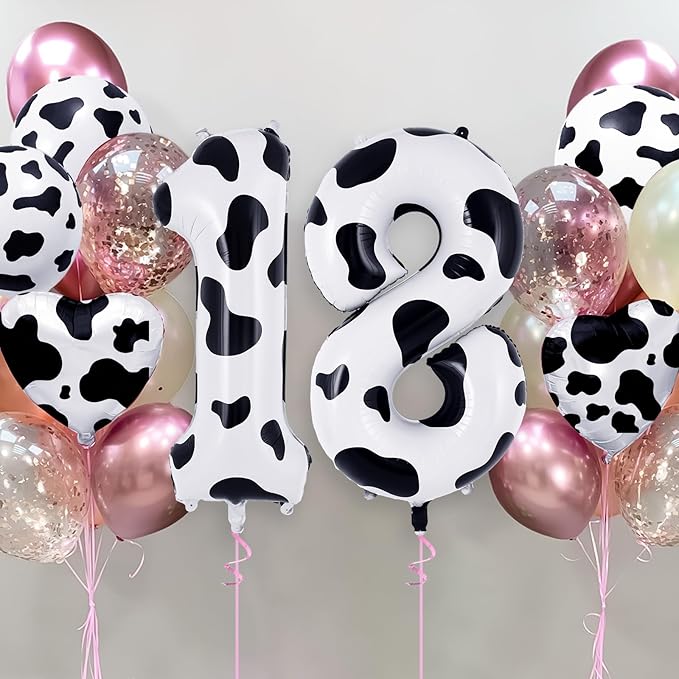 Cow Print Number 1 Balloon, Large 40 Inch Cow Number Birthday Balloons, Foil Mylar Number 1 Balloons for 1st first Birthday Party Decorations Supplies Animal Farm Cowboy Cowgirl Themed Party