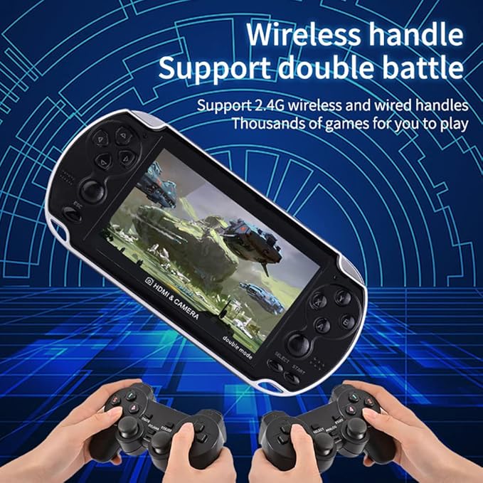 DREAMHAX X7 Plus Handheld Game Console , Preload 10000 Games Portable Video Games Support HDMI Output & Double Player Classic Arcade Retro Game Player (4.3" Screen Black)