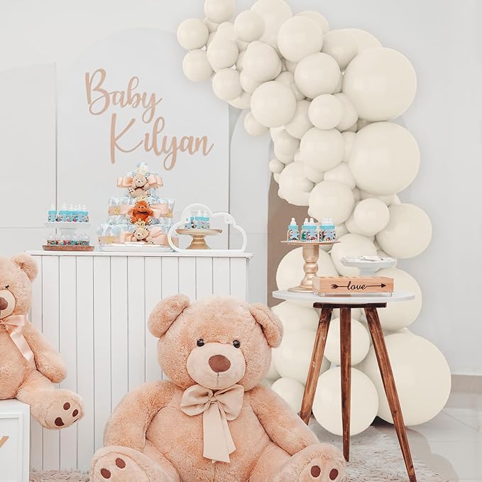 134Pcs Sand White Balloons Different Sizes 5 10 12 18 Inch sand white Latex Balloon for Birthday Wedding Baby Shower.