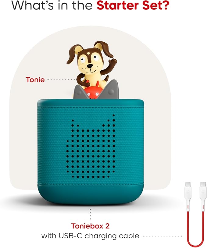 Toniebox 2 Audio Player Starter Set for Kids 1+ with Playtime Puppy - Tropical Teal