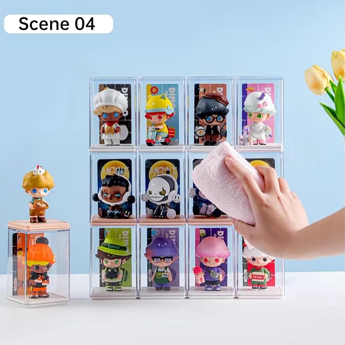 Clear Display Case for Figures, Acrylic Storage Organizers Box, Stackable Dustproof Showcase for Collectibles Action Figure(6Pack, Small)