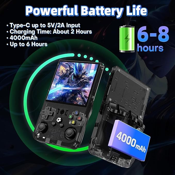 R36MAX Retro Game Console (R36S New Upgrade) - 4K HD 4.0" IPS Screen, 128GB Preloaded 22,000+ Retro Games, Open-Source Linux System, 4000mAh Rechargeable, Portable Video Games (Black 128G)