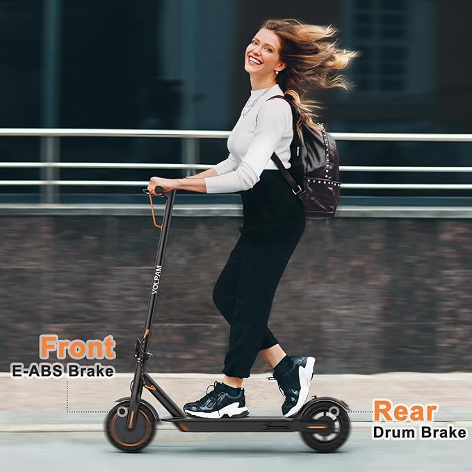 VOLPAM Electric Scooter, 350W/500W Powerful Motor, 8.5"/10" Solid Tires, 19/21Mph, 28/23/21/16 Miles Max Range, Dual Braking