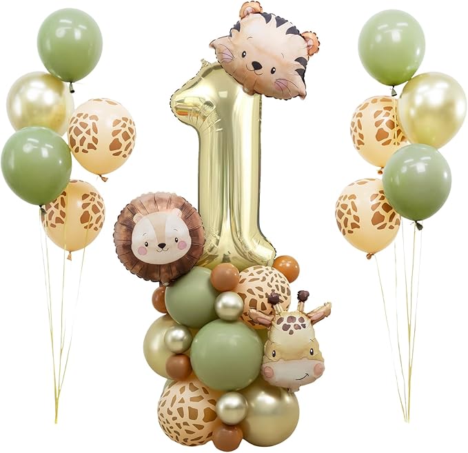 Jungle Safari Birthday Balloons, Wild One Animal Balloons Safari Birthday Party Supplies for Safari Birthday Wedding Shower Party Decorations