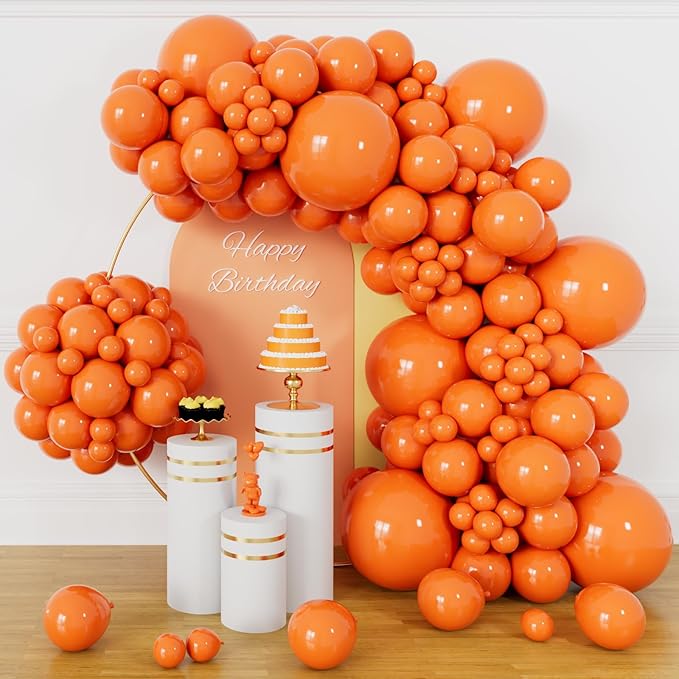 134Pcs Orange Balloons Different Sizes 5 10 12 18 Inch Orange Balloon Garland Arch Kit, Latex Balloons for Birthday Wedding Baby Shower Party Decorations.
