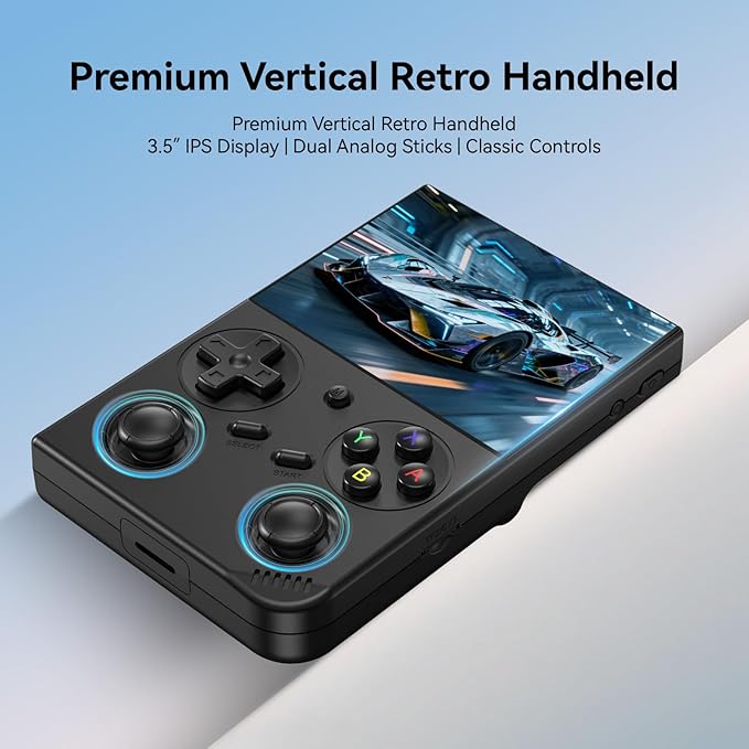 RG35XX Pro - Retro Handheld Game Console, 3.5-Inch IPS Screen, Linux OS, 64GB Card, 3200mAh Battery, WiFi & Bluetooth, HDMI Output, Includes Screen Protector & Keychain (Black)