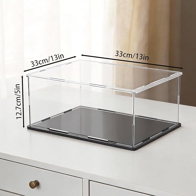Display Case for Book & Stamps, Flat Acrylic Box for showcaseing Coins, Cards, Photos, Album, Jewellery, Books and Collectibles 13 (L) × 13(W) × 5 (H) inch
