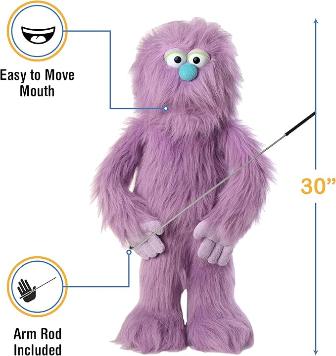 30" Purple Monster Puppet, Full Body Ventriloquist Style Puppet