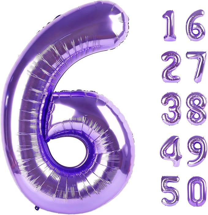 40 Inch Balloon Purple Number 6 Big Foil Helium Number Balloons Giant Mylar Number 6 Balloons 16 60 66 Birthday Anniversary Party Decorations Supplies