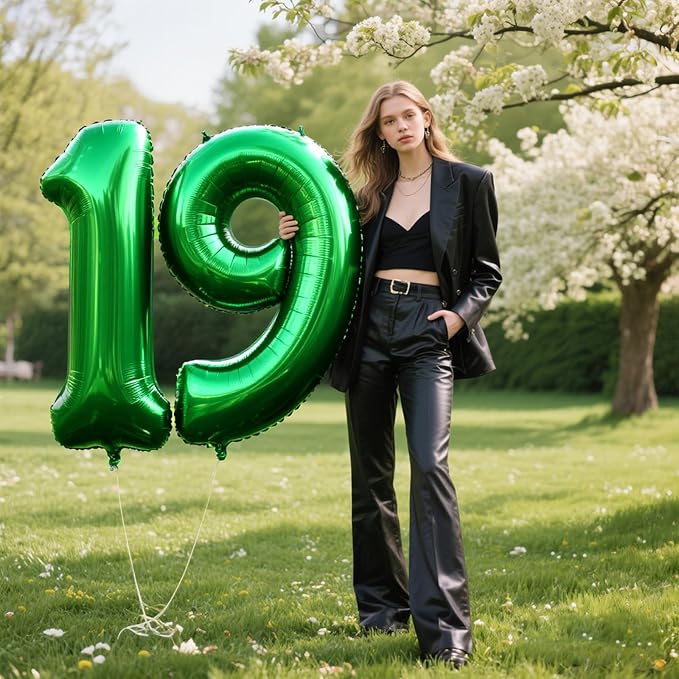 40 Inch Balloon Number 9 Green, Large Foil Green Number Balloons 9 19 29 for Girls Women, Digital 9 Helium Balloons for 90 99 Birthday Party Supplies Anniversary Event Celebration Decorations