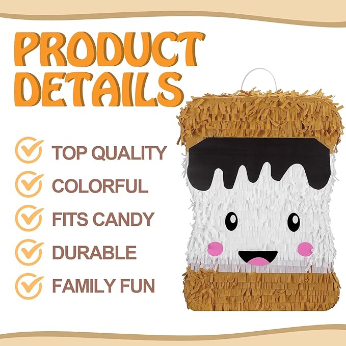 Soulchen Birthday Party Piñata Decorations Includes Eye Mask Stick Blindfold Confetti Birthday Party Camping Theme Favor Supplies(S'more)