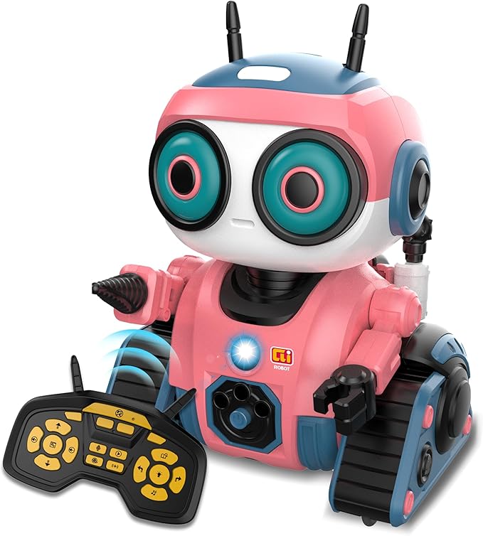 Robot Toys for Boys Girls, Rechargeable RC Robot with Intelligent Programming Function, Gesture Sensing,Auto-Demonstration, Gift for Kids Age 3+(Pink)