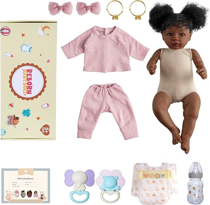 BABESIDE Lifelike Reborn Baby Dolls Black Girl- 20 Inch Soft Body Realistic-Newborn Handmade Real Life Baby Dolls with Clothes and Toy Gift for Kids Age 3+