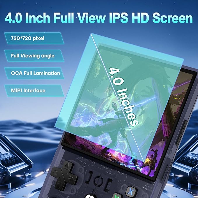 R36MAX Game Console,4.0 Inch IPS Screen Linux System with 64GB TF Card,Retro Gaming Console Built in Games,Retro Game Console for Adults,4000mAh Battery (White)