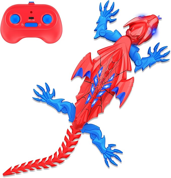 TWFRIC Wall Climbing Gecko Lizard: The Rechargeable Remote Control Car Toy - Exciting RC Crawlers for Kids Ages 6 & Up! Unlock Endless Fun! Perfect for Halloween, Christmas & Birthday Gifts! (Red)