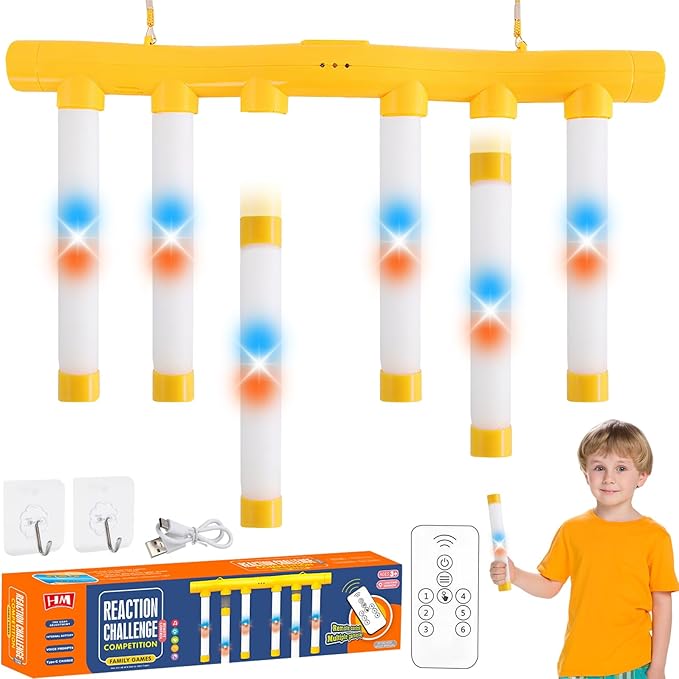Reflex Drop Sticks,Reflex Light-Up Sticks Reaction Training Hand Speed Challenge Game, Upgrade Catching Sticks Game Remote Control 3 Adjustable Speed