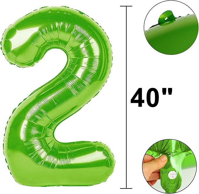 40 Inch Light Green Balloon Number 2 Balloon,Number Balloons Big Giant Jumbo Number 2 Foil Mylar Balloons for 12th Birthday Party Anniversary Events,Wedding Anniversary Party Decorations