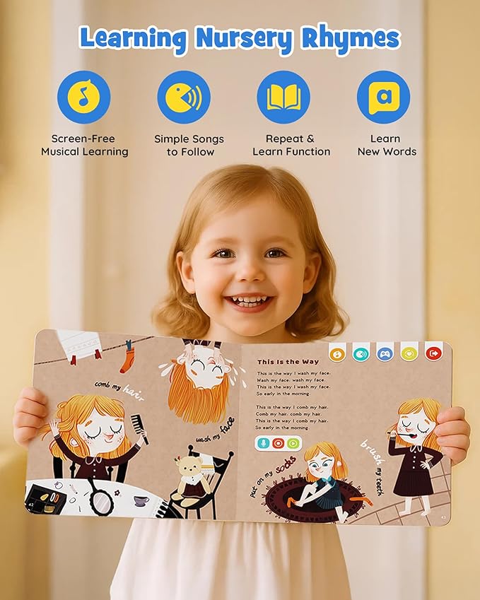Musical Word Talking Pen Book Set, Interactive Audio Sound Books, Learning Education Toys, Early Educational Autism Therapy Birthdays for Toddlers Kids 1 2 3 4 5