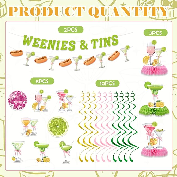 Weenies Tinis Martini Party Decorations Include Weenies Tinis Glitter Banners Hanging Swirls Honeycomb Centerpiece Hot Dog Weenies Tinis Theme Party Supplies For Bachelorette Party