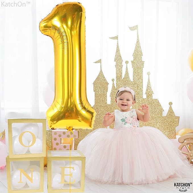 KatchOn, Gold Number 1 Balloons For First Birthday - 40 Inch | Number 1 Balloons for 1st Birthday | 1 Balloons for 1st Decorations | Gold One Balloon For Happy Anniversary Decorations