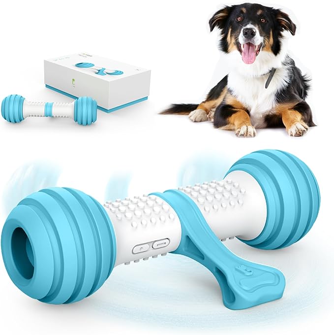 PETGEEK Interactive Dog Bone Toy, Automatic Dog Chase Toy, Electronic Pet Toys for Medium/Large Dog Boredom, USB Rechargeable Safe Material, Blue Color