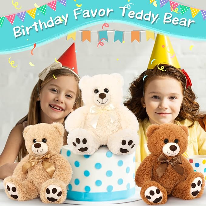 MorisMos Bulk Teddy Bears for Kids, 3-Pack Teddy Bear Stuffed Animals Bulk for Baby Shower, 14'' Teddy Bears Bulk,Soft Stuffed Bear Stuffed Animal Wholesale for Valentine's Gift Birthday Party Favors